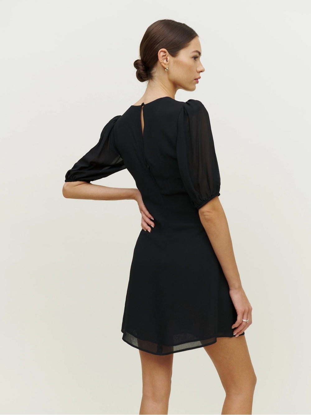 Reformation Black V-Neck Dress with Back Zip - Picture 3 of 9